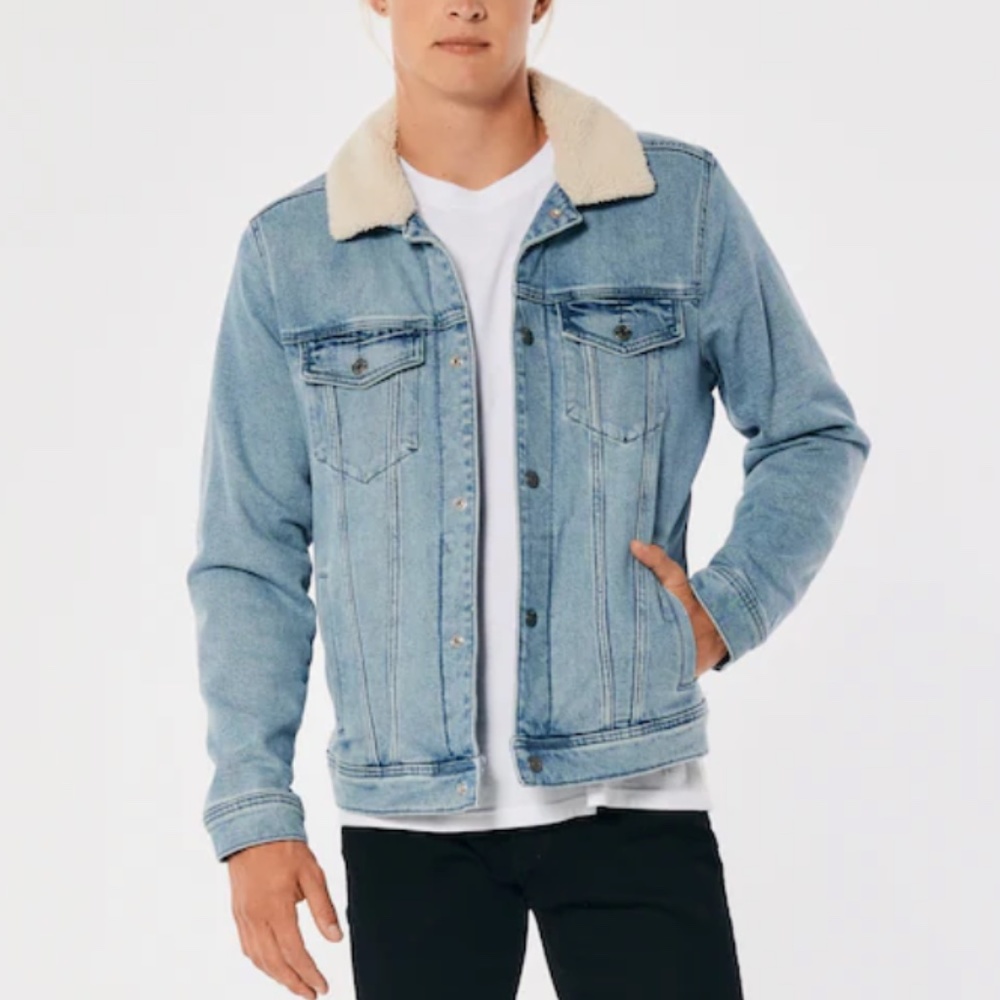 Hollister Epic Flex SHERPA-LINED DENIM TRUCKER JACKET XS